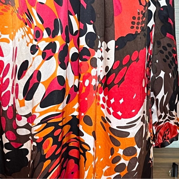 Citrine Collection 100% Silk Shift Dress Abstract Print V-Neck Woman’s Size S - Picture 3 of 9